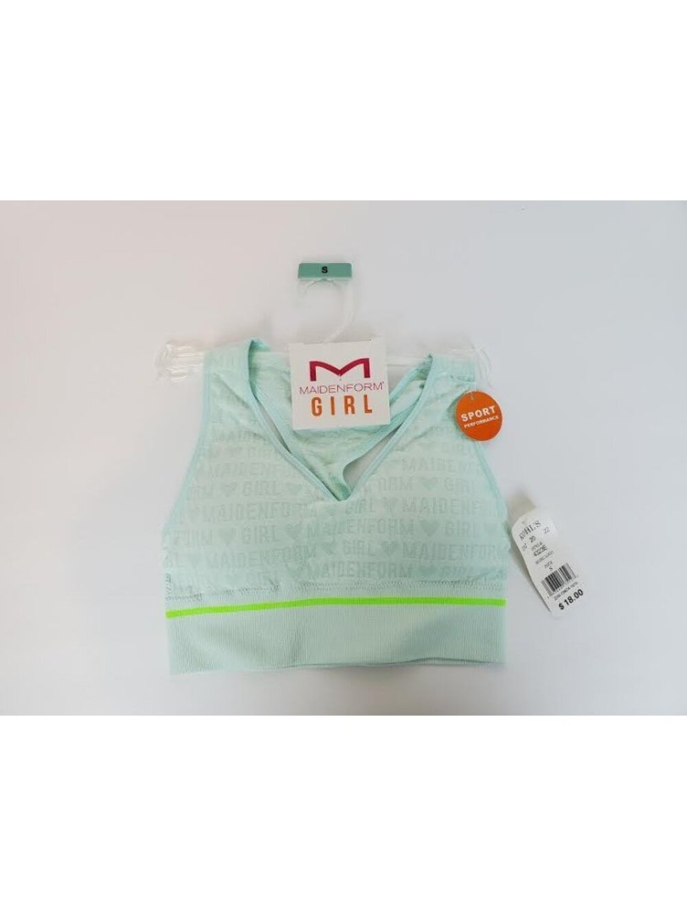 Maidenform Girl Mint Green Racerback Sport Performance Training Bra Small
